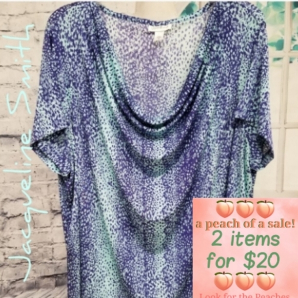 Jaclyn Smith Tops - 🍑2 for $20.  Slinky Draped Front Blouse, 3X